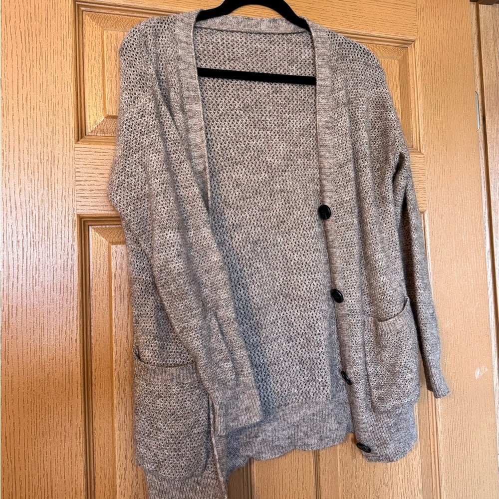 Cozy Beige Button-Front Women's Cardigan Sweater